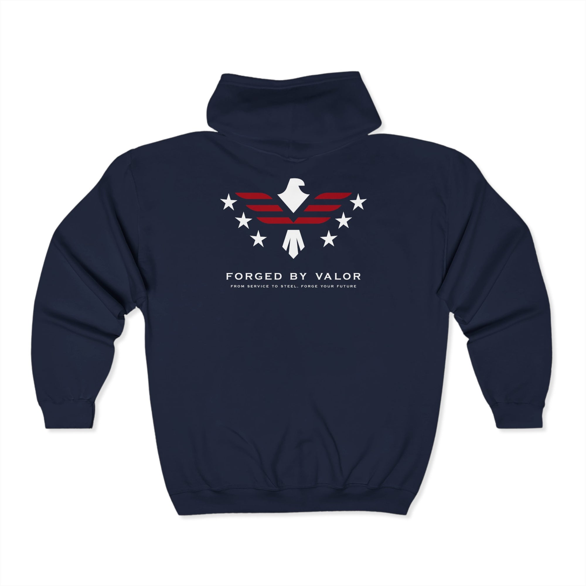 Forged By Valor Official Full-Zip Hoodie - White + Red Logo