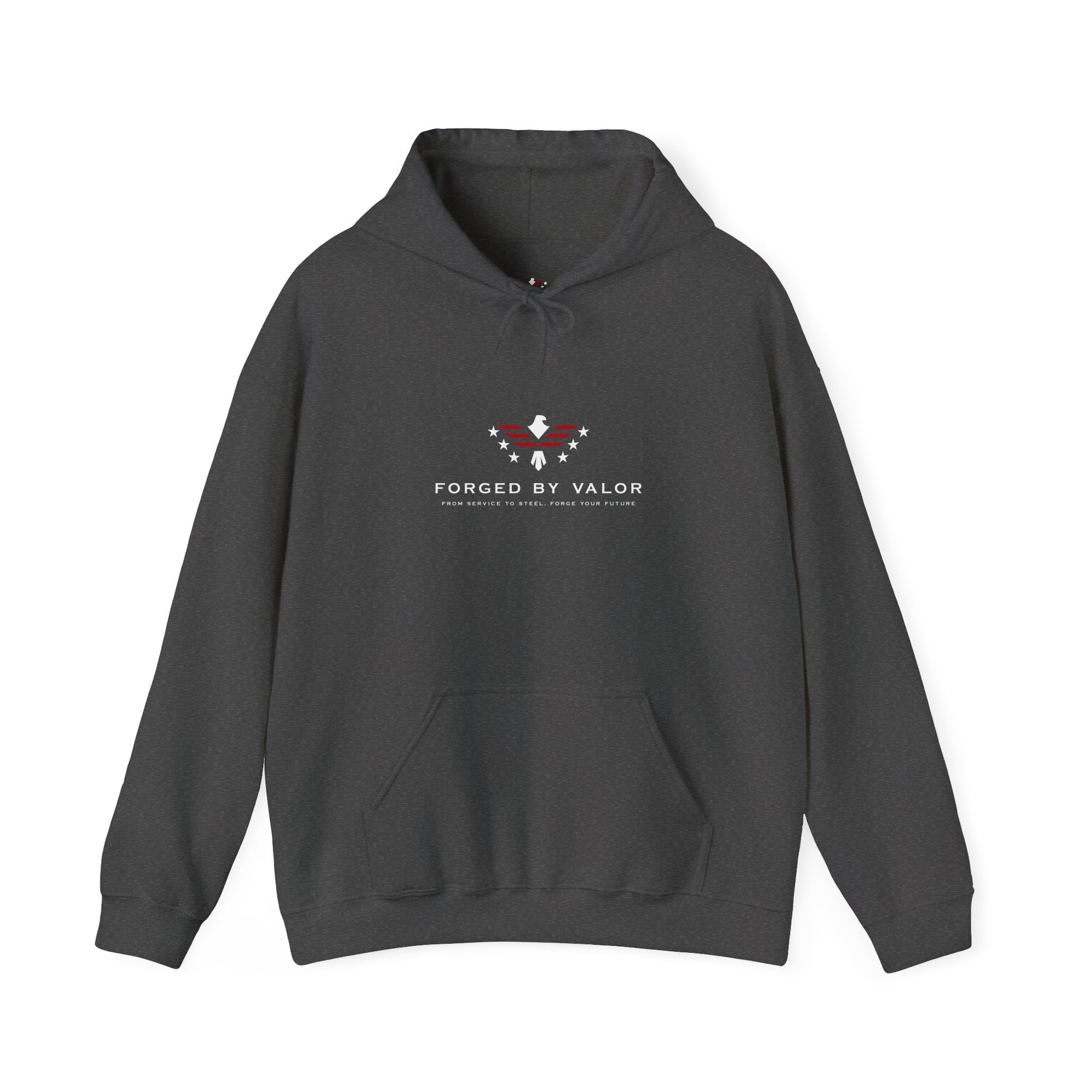 Forged by Valor Official Pull Over Hoodie - White + Red Logo