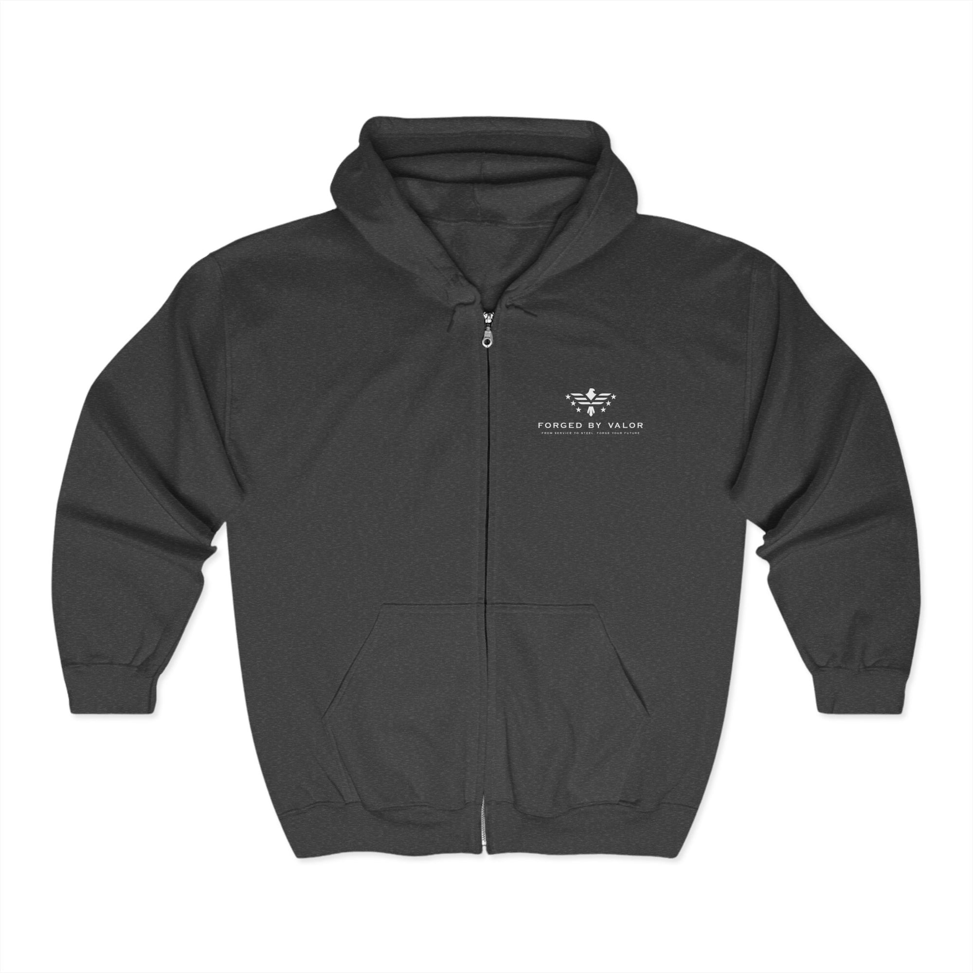 Forged By Valor Official Full-Zip Hoodie - White Logo
