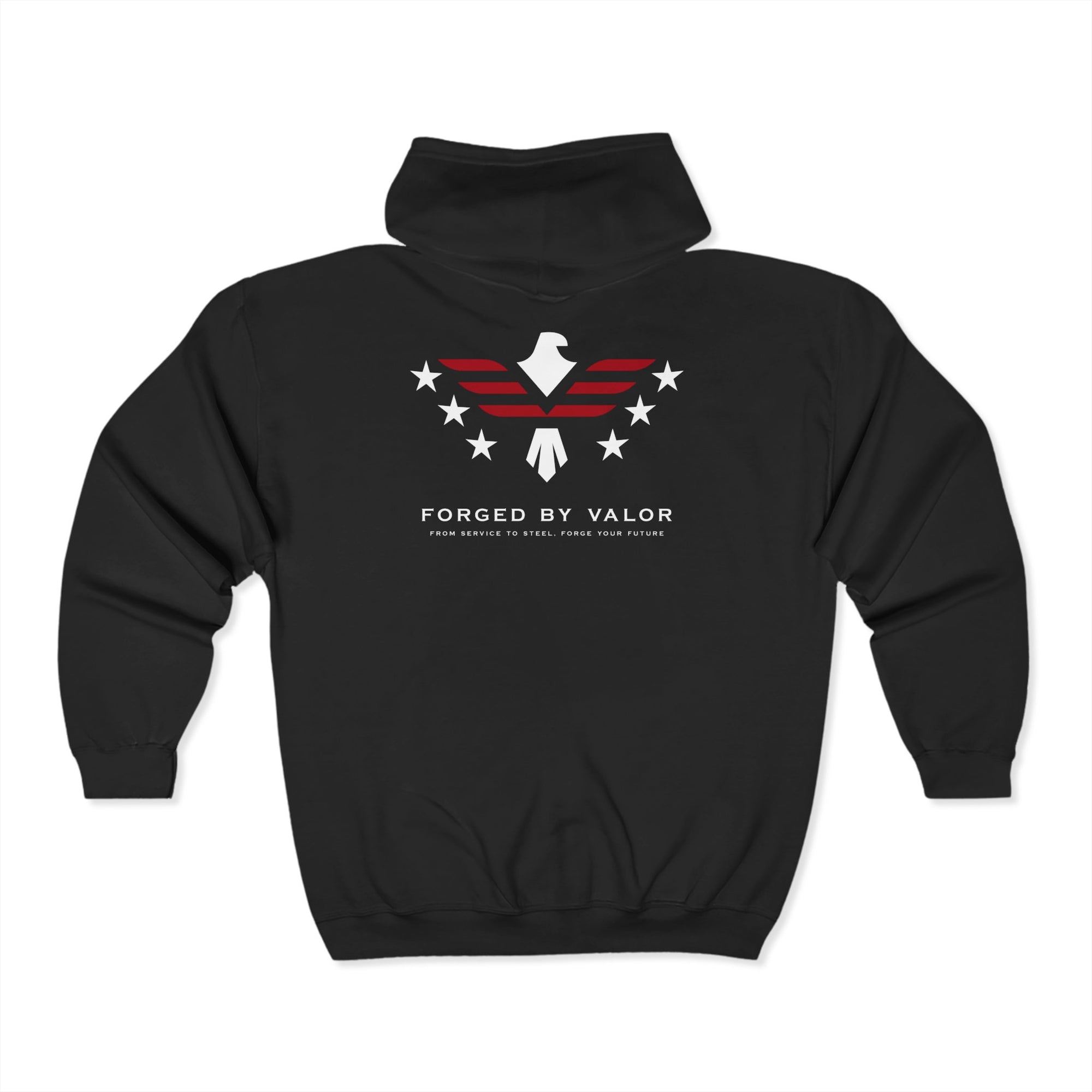 Forged By Valor Official Full-Zip Hoodie - White + Red Logo