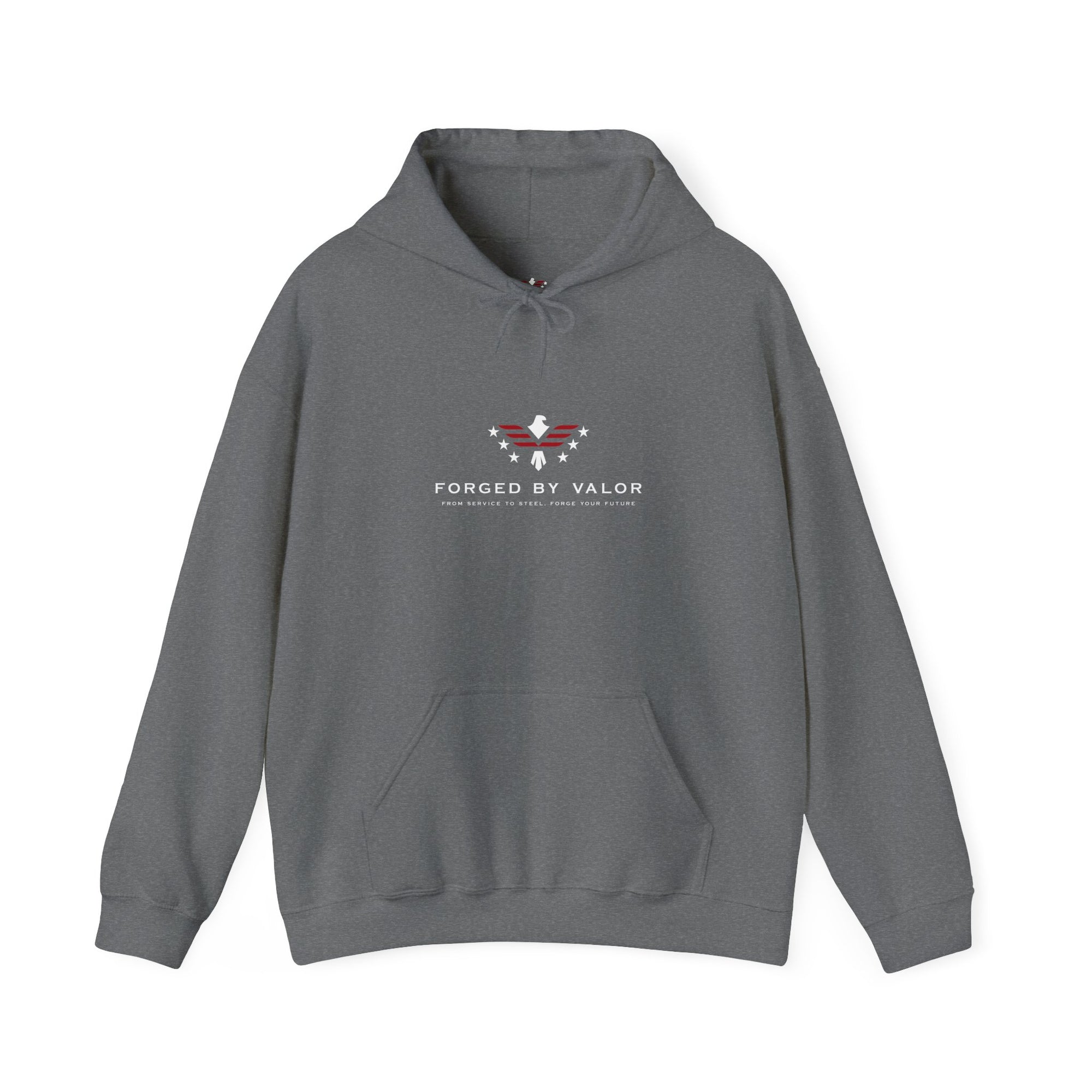Forged by Valor Official Pull Over Hoodie - White + Red Logo
