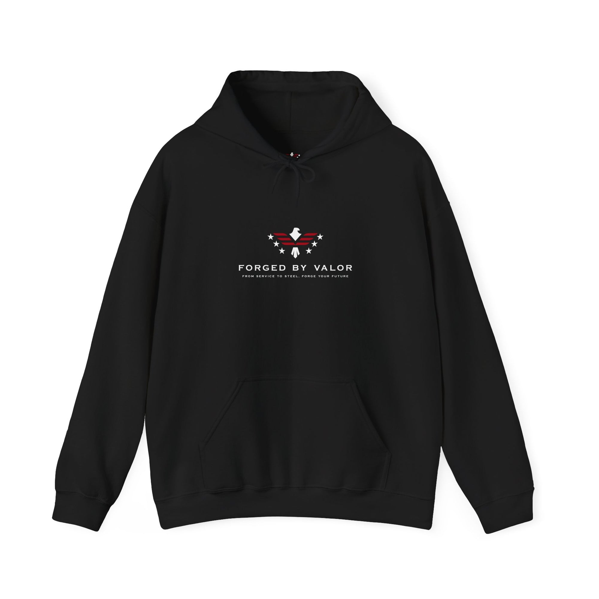 Forged by Valor Official Pull Over Hoodie - White + Red Logo