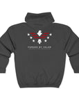 Forged By Valor Official Full-Zip Hoodie - White + Red Logo