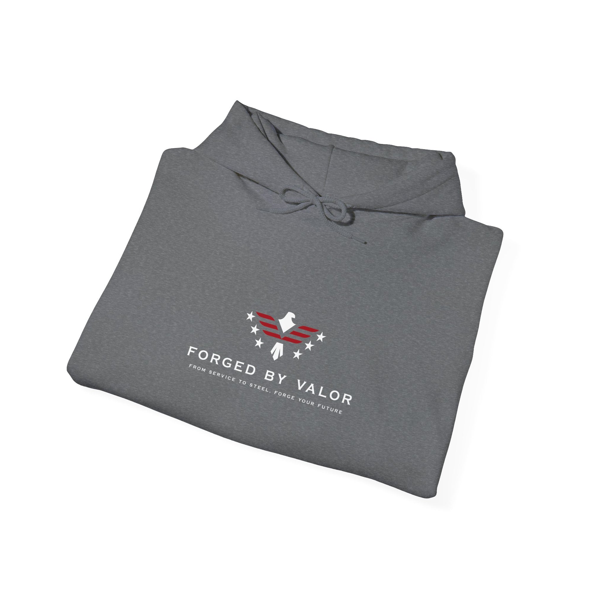 Forged by Valor Official Pull Over Hoodie - White + Red Logo