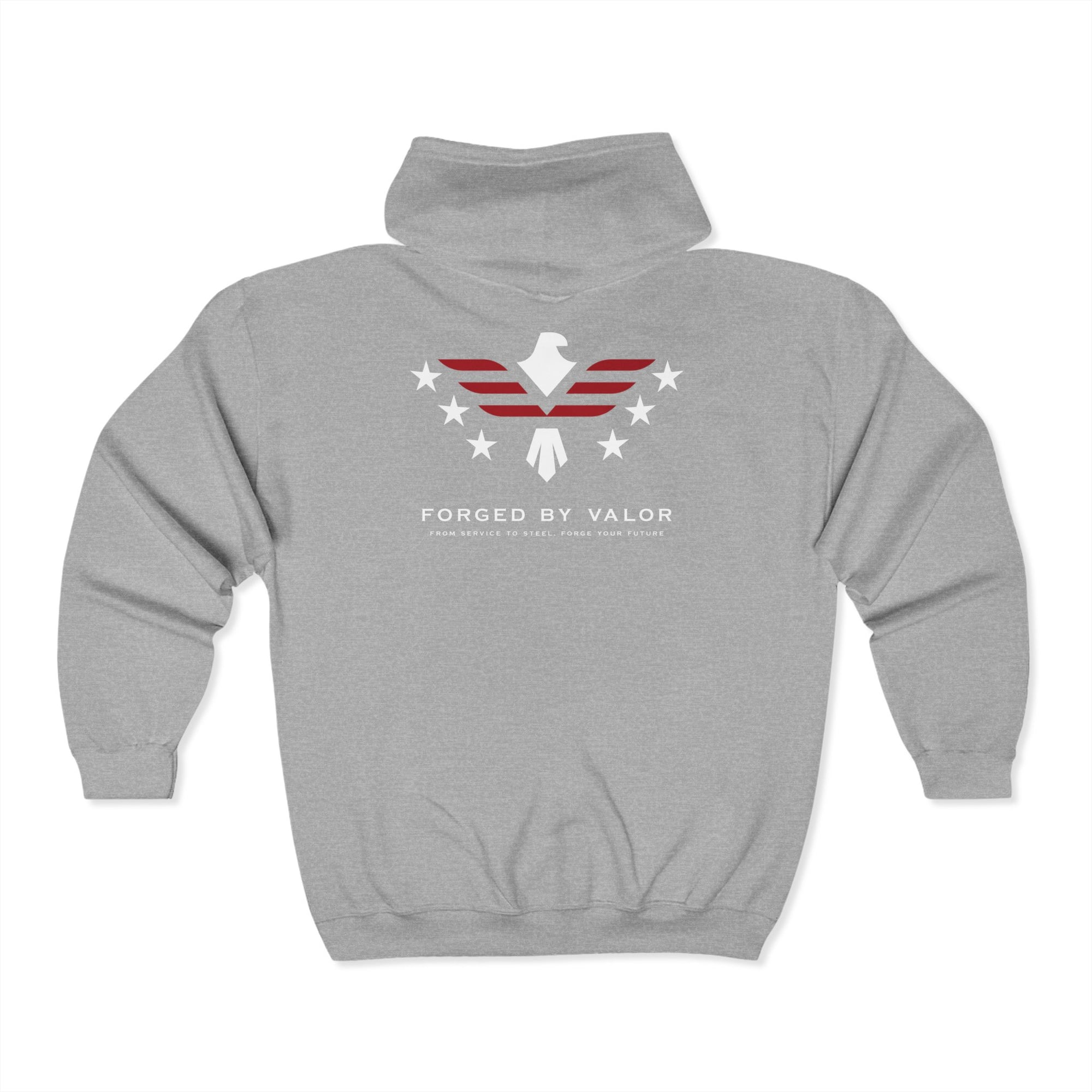 Forged By Valor Official Full-Zip Hoodie - White + Red Logo