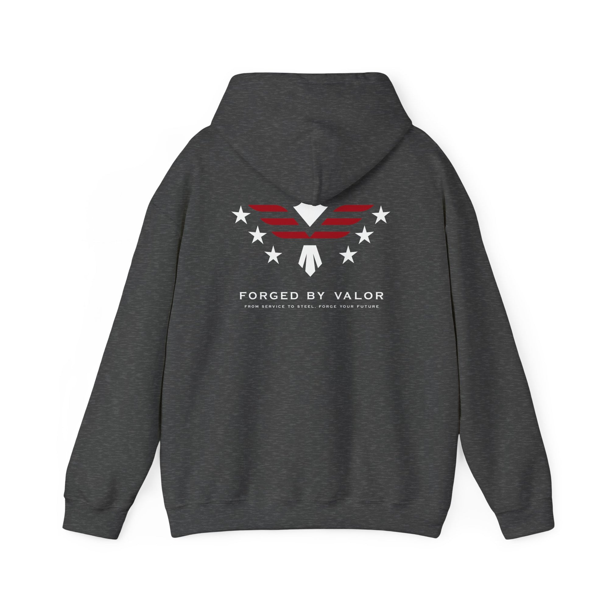 Forged by Valor Official Pull Over Hoodie - White + Red Logo