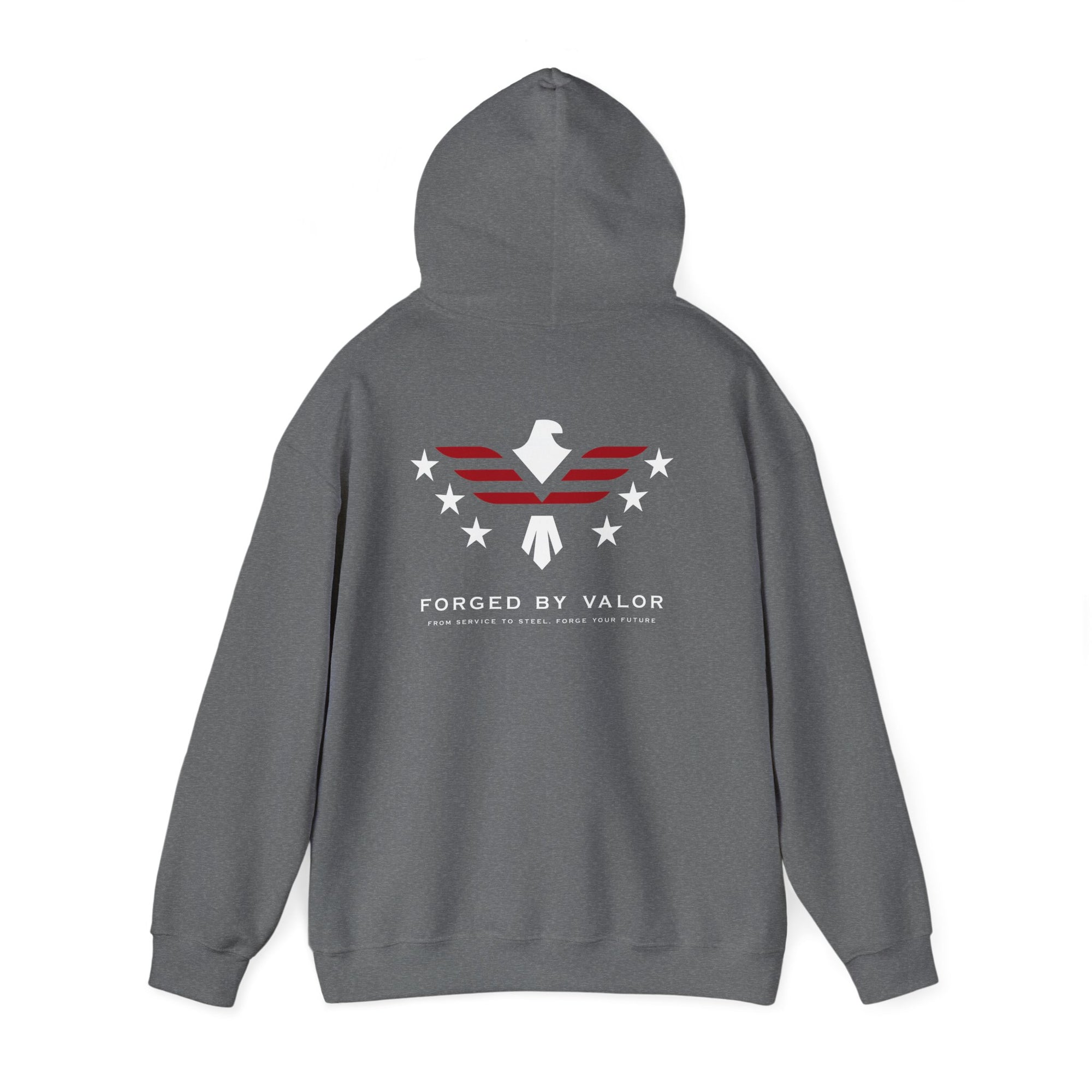 Forged by Valor Official Pull Over Hoodie - White + Red Logo