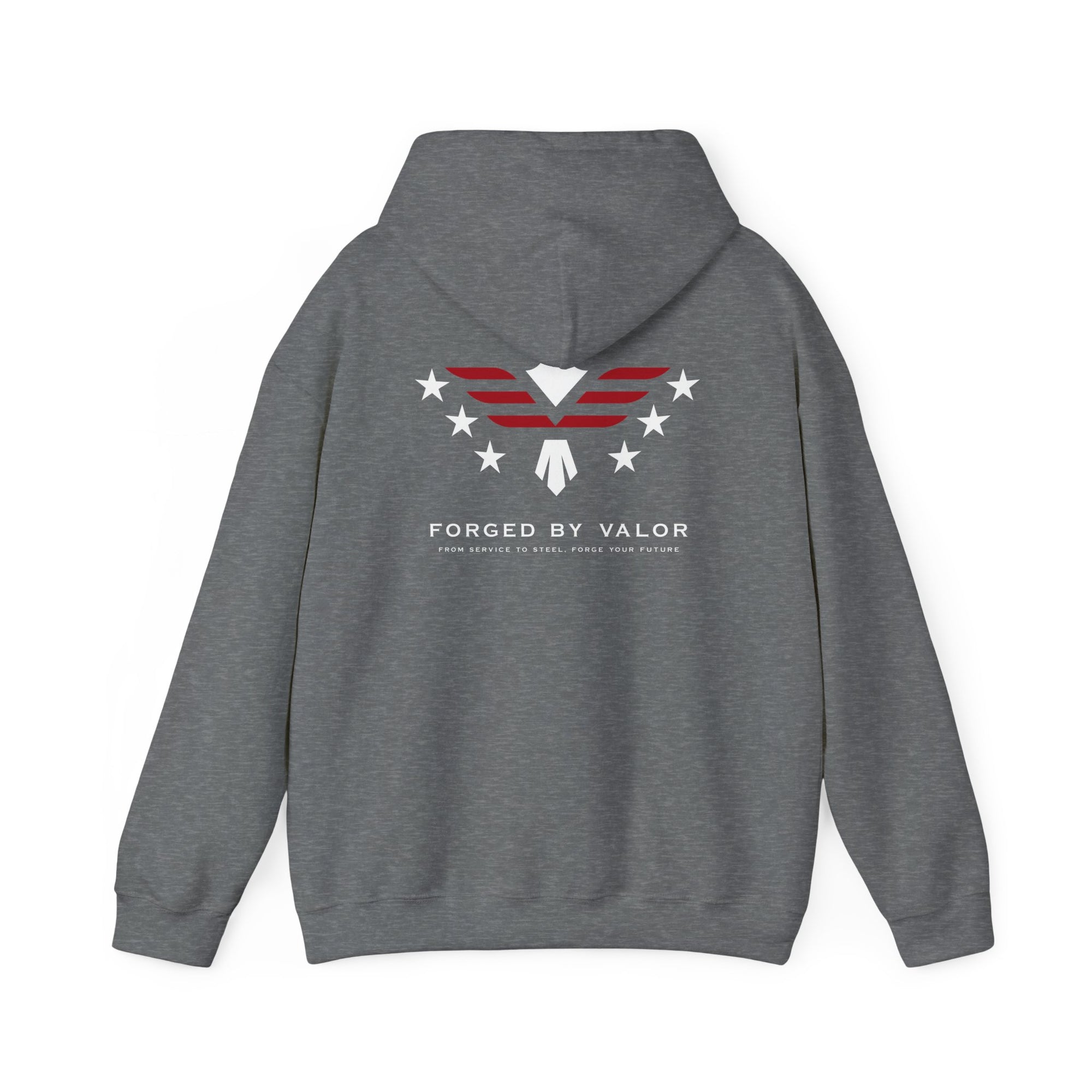 Forged by Valor Official Pull Over Hoodie - White + Red Logo