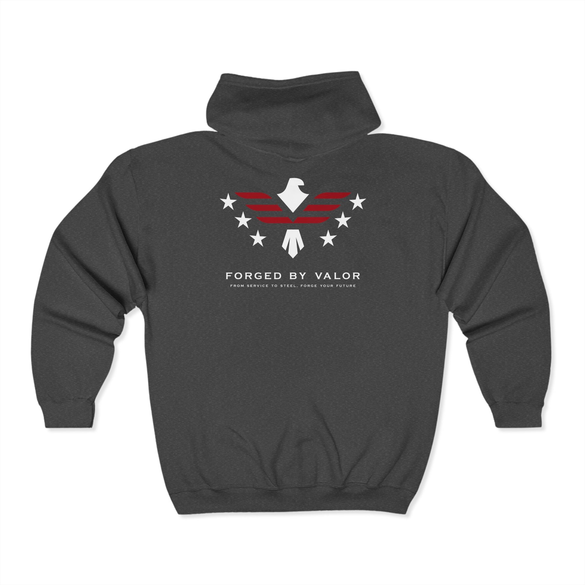 Forged By Valor Official Full-Zip Hoodie - White + Red Logo